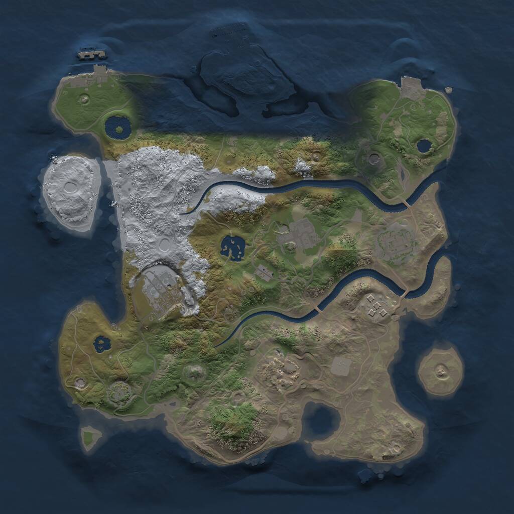 Rust Map: Procedural Map, Size: 3000, Seed: 406307536, 11 Monuments