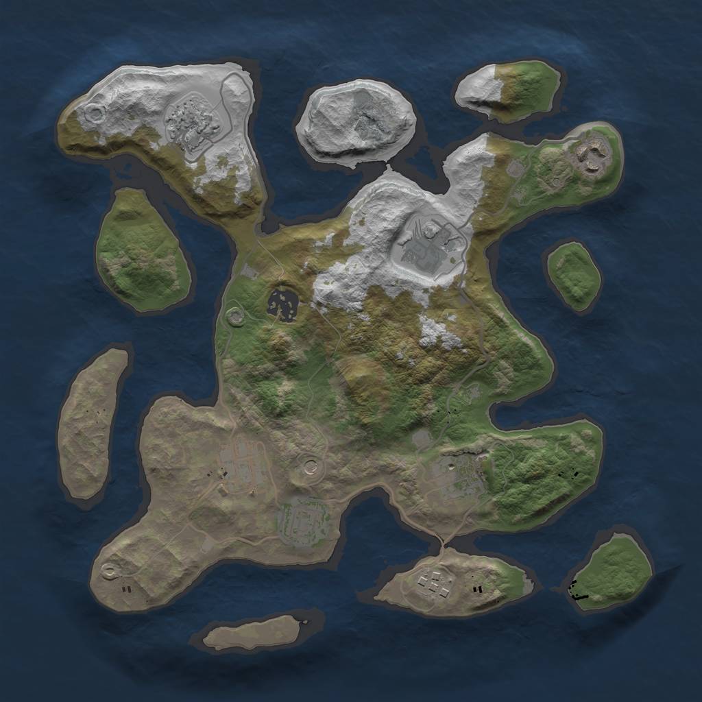 Rust Map: Barren, Size: 3200, Seed: 10003452, 11 Monuments