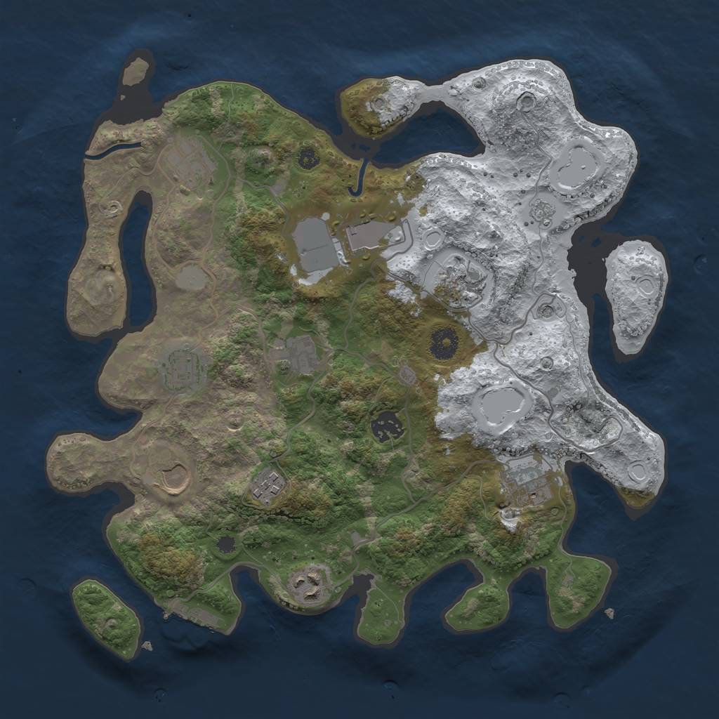 Rust Map: Procedural Map, Size: 3500, Seed: 30702, 18 Monuments