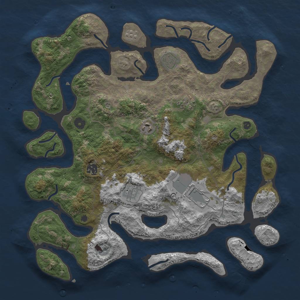 Rust Map: Procedural Map, Size: 4000, Seed: 250461, 10 Monuments