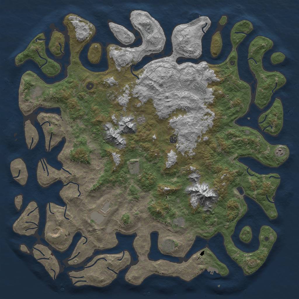 Rust Map: Procedural Map, Size: 6000, Seed: 54686393, 22 Monuments