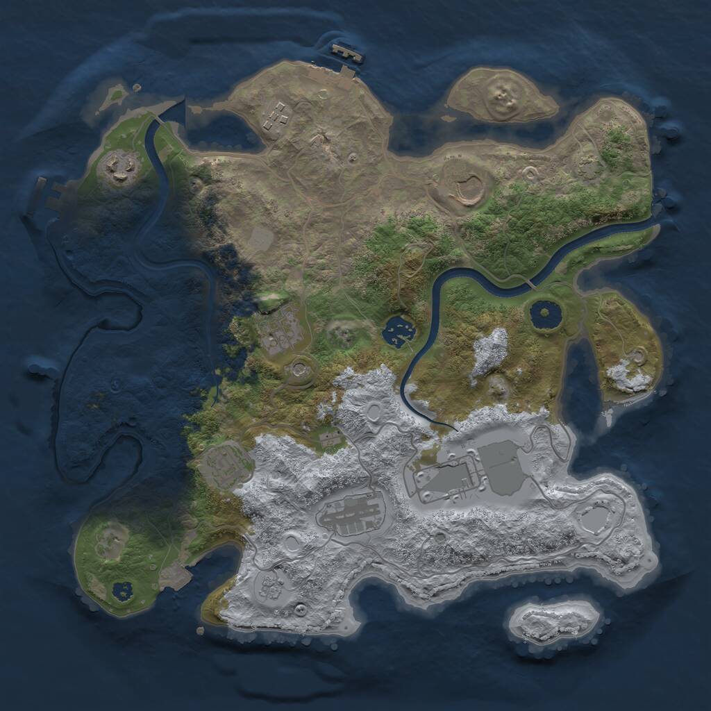 Rust Map: Procedural Map, Size: 3500, Seed: 532614760, 14 Monuments