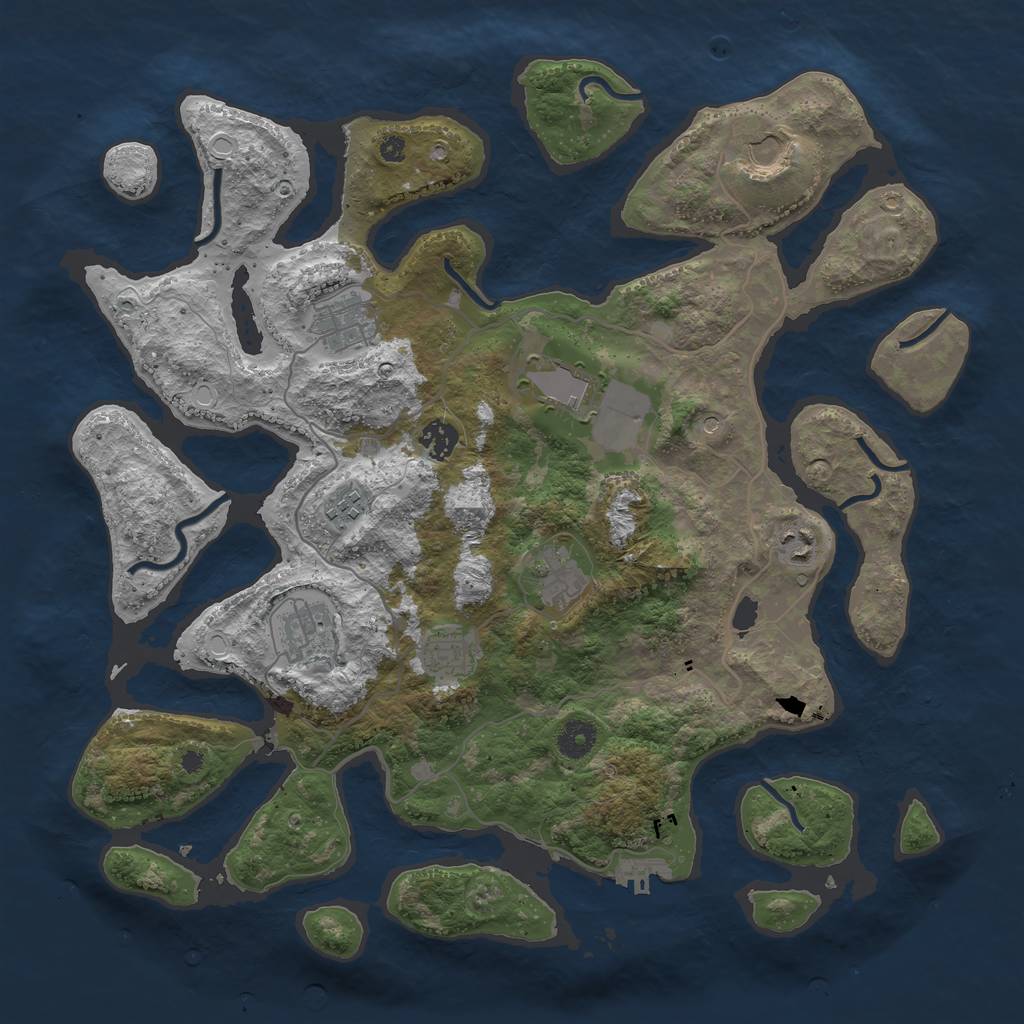 Rust Map: Procedural Map, Size: 4000, Seed: 21614, 16 Monuments