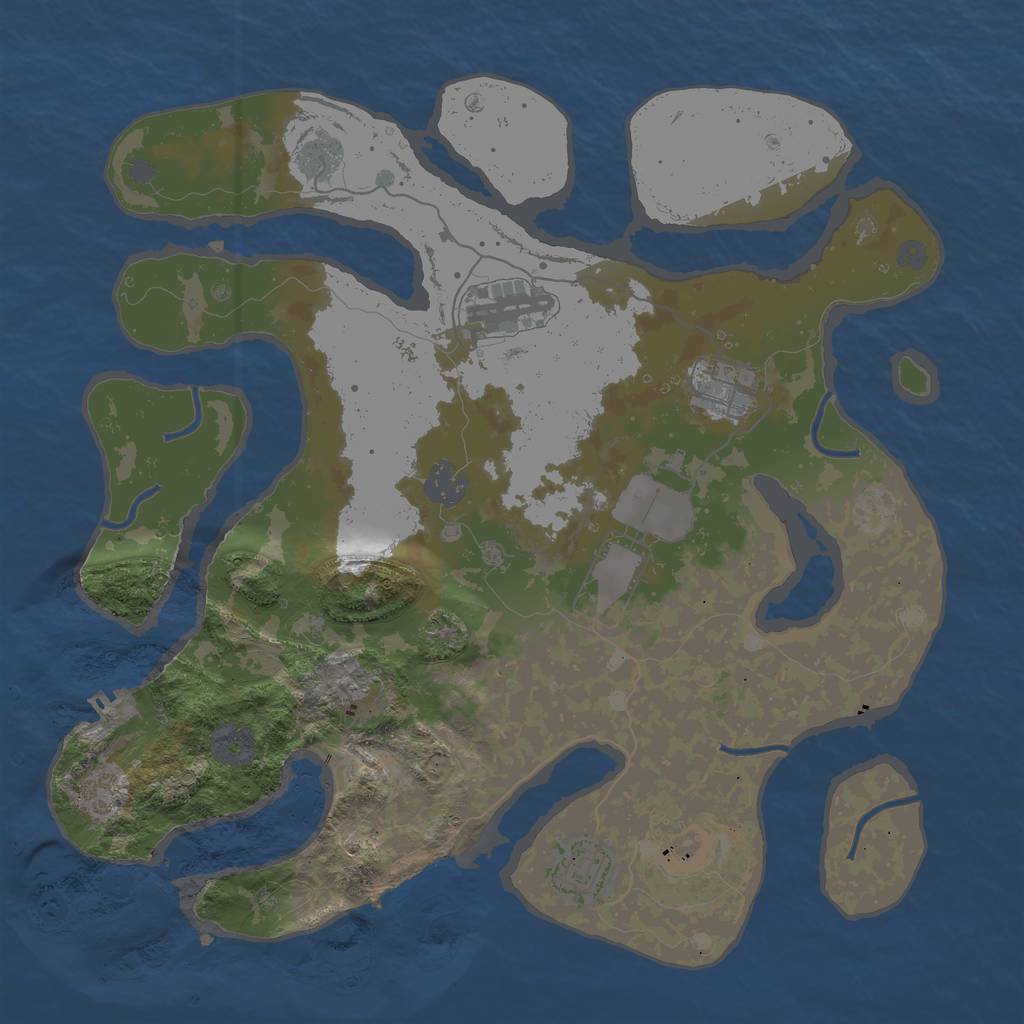 Rust Map: Procedural Map, Size: 3500, Seed: 2104206528, 14 Monuments