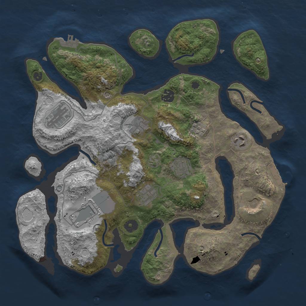 Rust Map: Procedural Map, Size: 3500, Seed: 4567, 17 Monuments