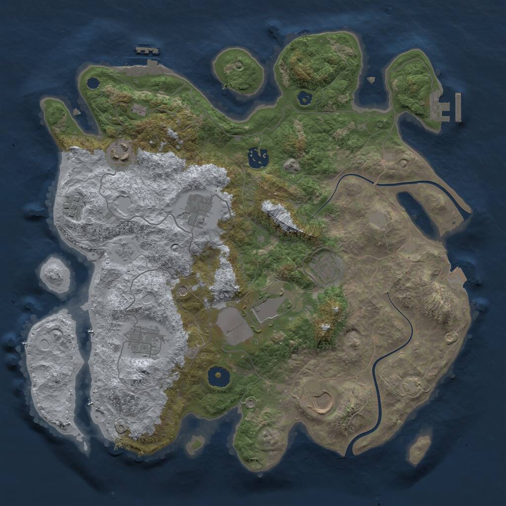 Rust Map: Procedural Map, Size: 3500, Seed: 4567, 14 Monuments