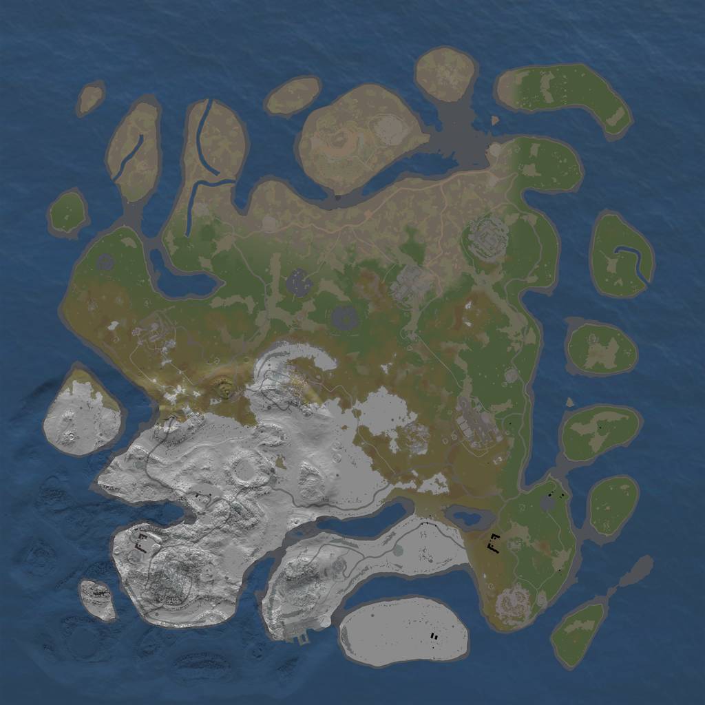 Rust Map: Procedural Map, Size: 4000, Seed: 38493924, 14 Monuments
