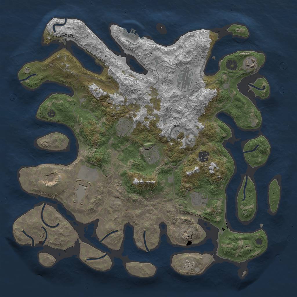 Rust Map: Procedural Map, Size: 4000, Seed: 45455, 13 Monuments