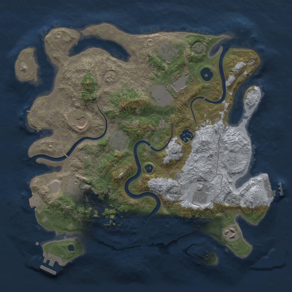 Rust Map: Procedural Map, Size: 3500, Seed: 1364355390, 15 Monuments