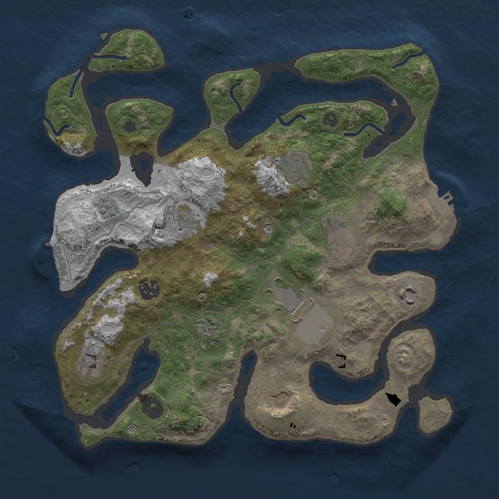 Rust Map: Procedural Map, Size: 3500, Seed: 700860, 18 Monuments