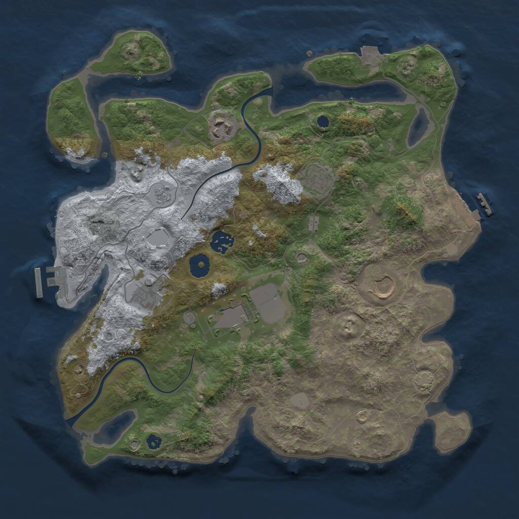Rust Map: Procedural Map, Size: 3500, Seed: 700860, 12 Monuments