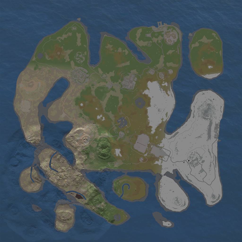 Rust Map: Procedural Map, Size: 3500, Seed: 841015, 14 Monuments