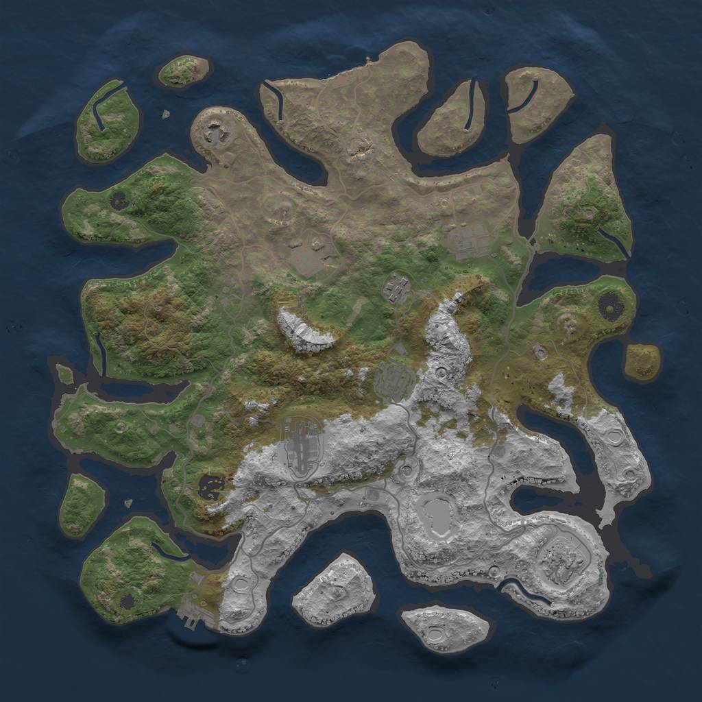 Rust Map: Procedural Map, Size: 4000, Seed: 1338, 16 Monuments