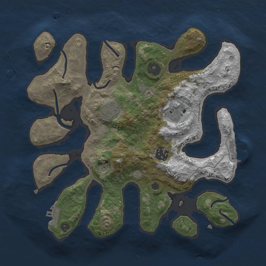 Rust Map: Procedural Map, Size: 3000, Seed: 1531707671, 14 Monuments