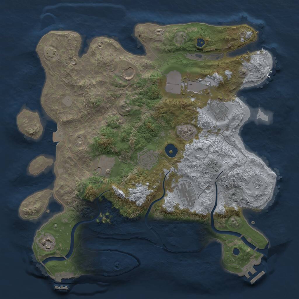 Rust Map: Procedural Map, Size: 3500, Seed: 715288, 14 Monuments
