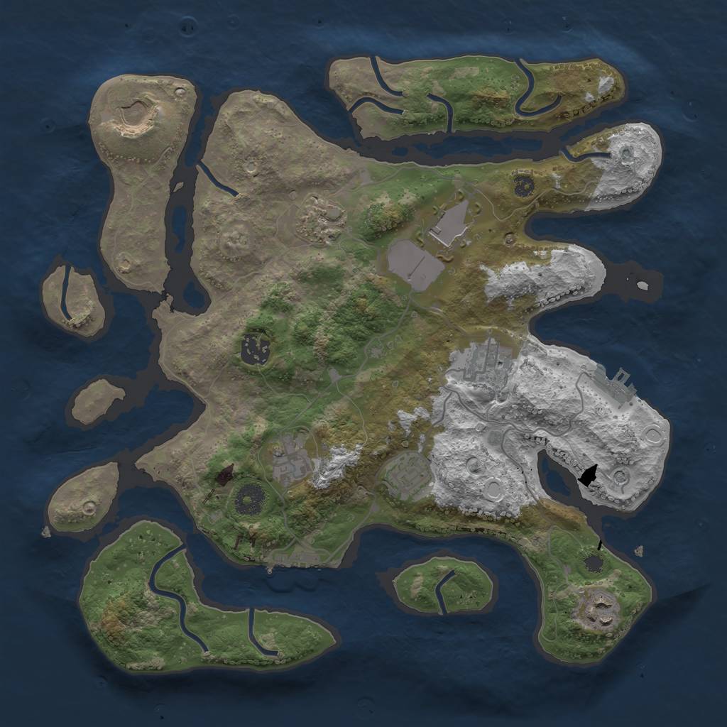 Rust Map: Procedural Map, Size: 3500, Seed: 715288, 16 Monuments