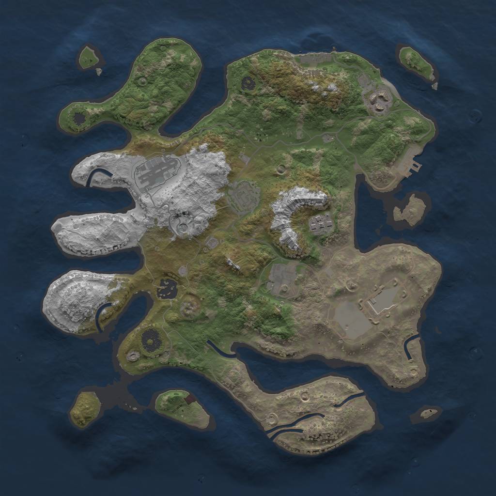 Rust Map: Procedural Map, Size: 3500, Seed: 927885, 12 Monuments