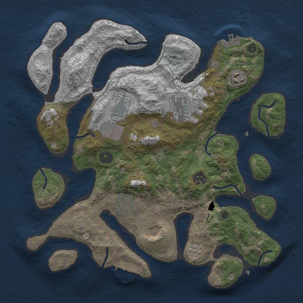 Rust Map: Procedural Map, Size: 3500, Seed: 941184, 11 Monuments