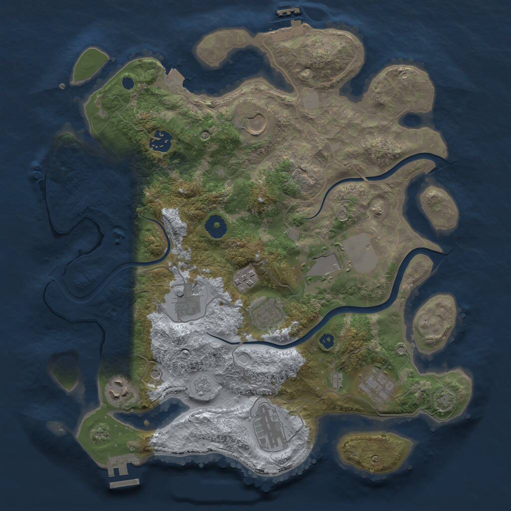 Rust Map: Procedural Map, Size: 3500, Seed: 156121, 15 Monuments