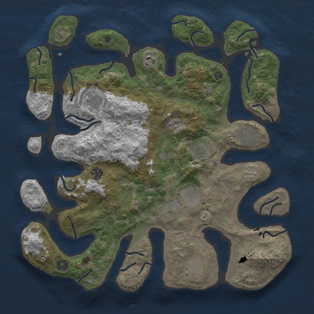 Rust Map: Procedural Map, Size: 4000, Seed: 15379, 11 Monuments