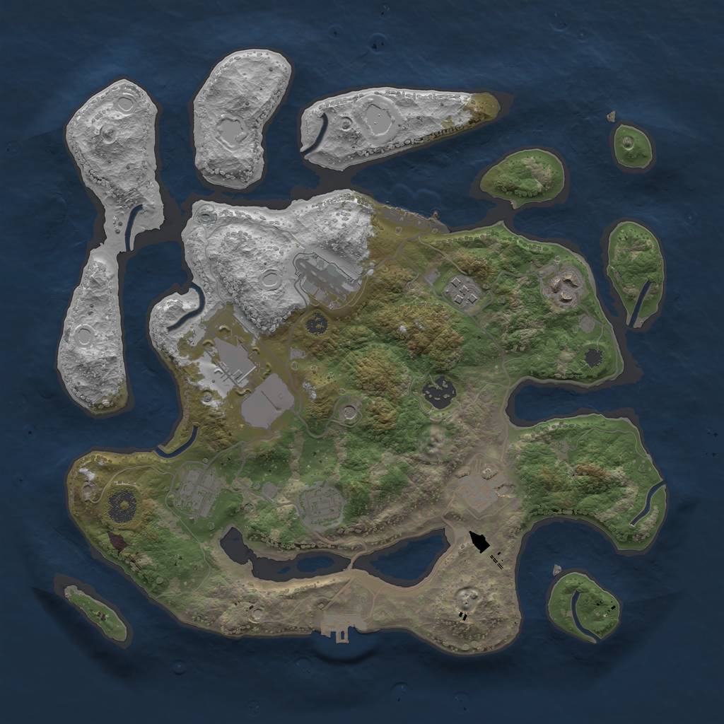 Rust Map: Procedural Map, Size: 3500, Seed: 117837597, 16 Monuments