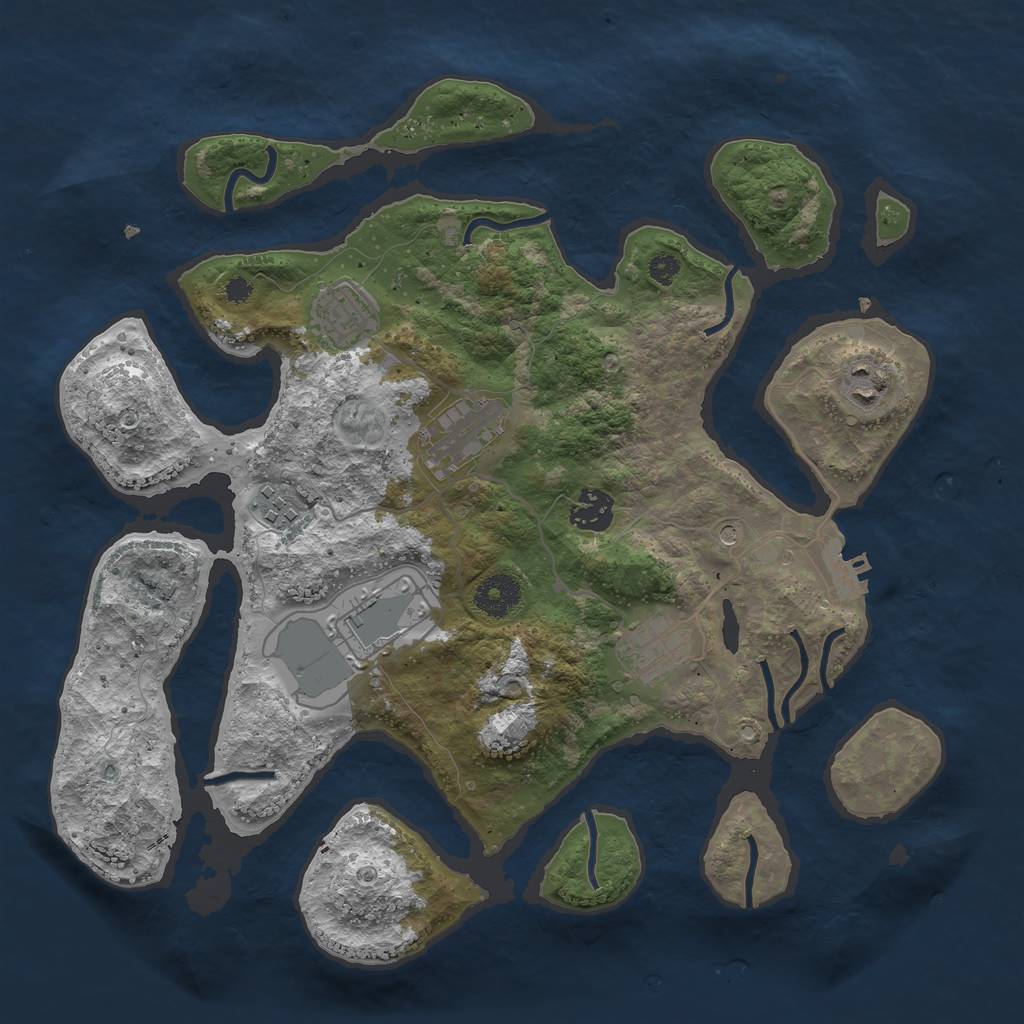 Rust Map: Procedural Map, Size: 3500, Seed: 928457, 11 Monuments