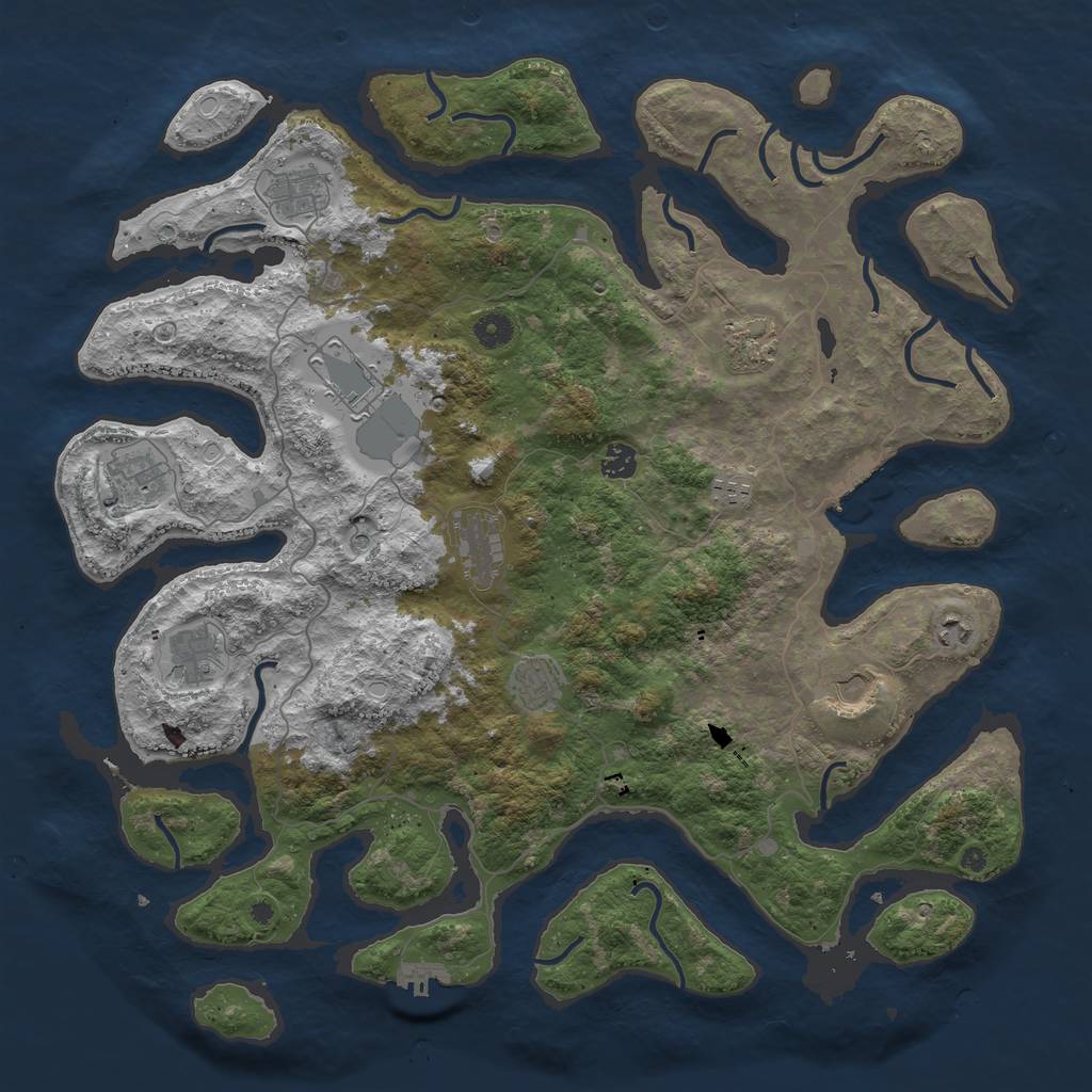 Rust Map: Procedural Map, Size: 4500, Seed: 7654321, 19 Monuments