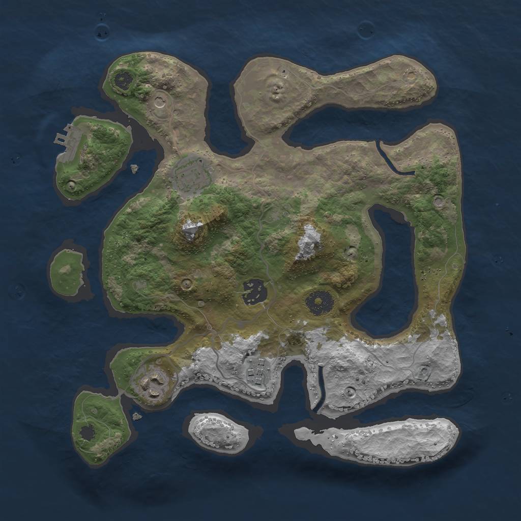 Rust Map: Procedural Map, Size: 3000, Seed: 880756, 8 Monuments