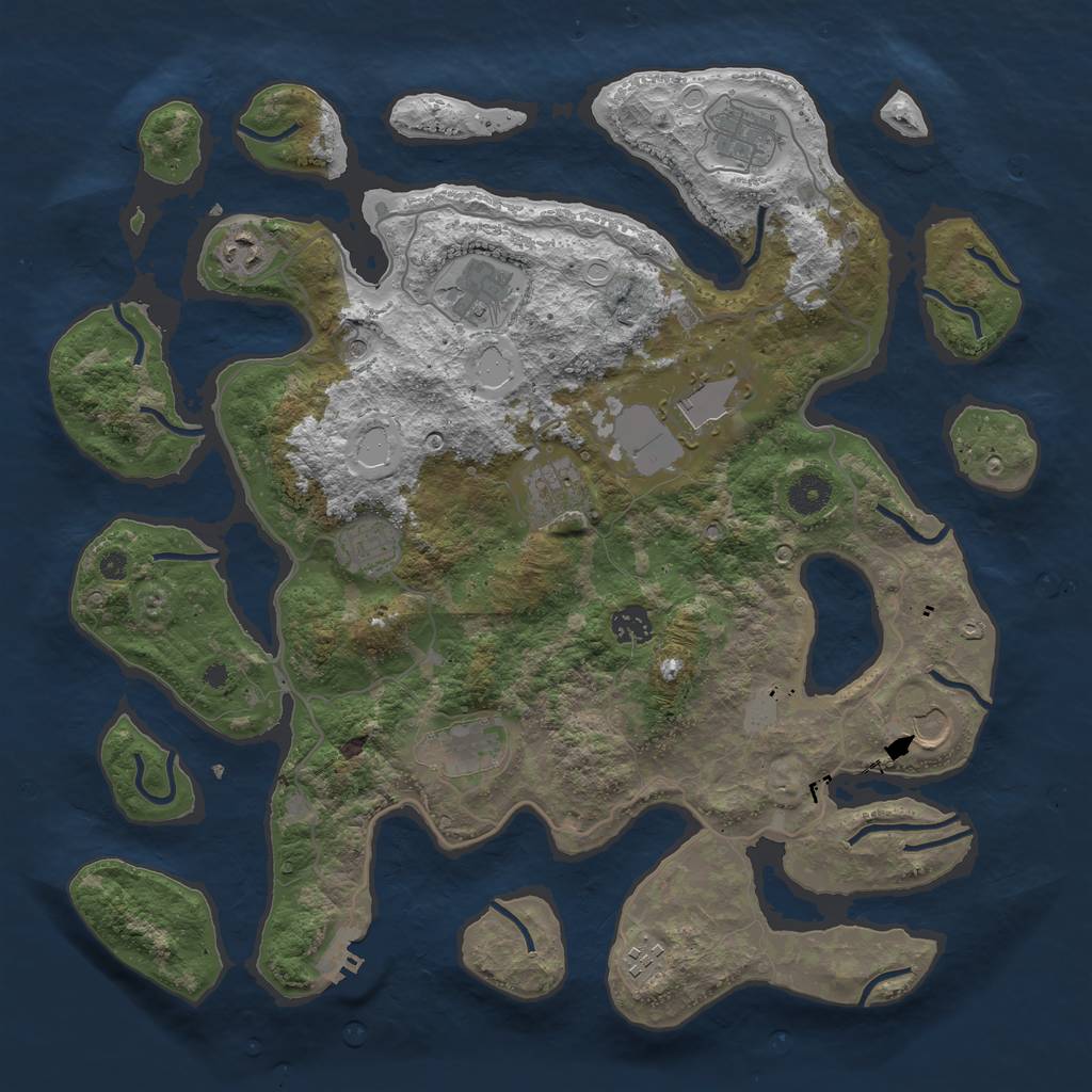 Rust Map: Procedural Map, Size: 4000, Seed: 2128756300, 17 Monuments