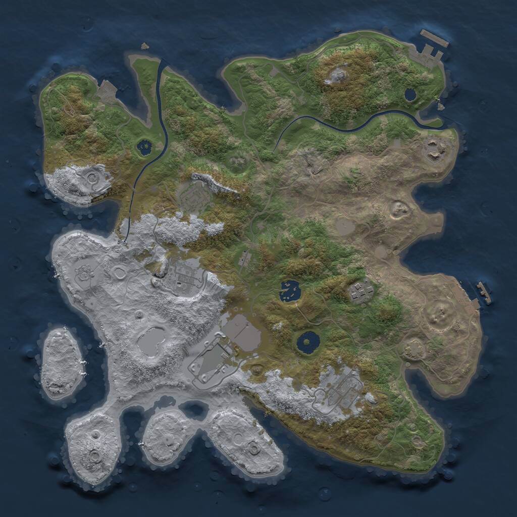 Rust Map: Procedural Map, Size: 3500, Seed: 1511362304, 13 Monuments