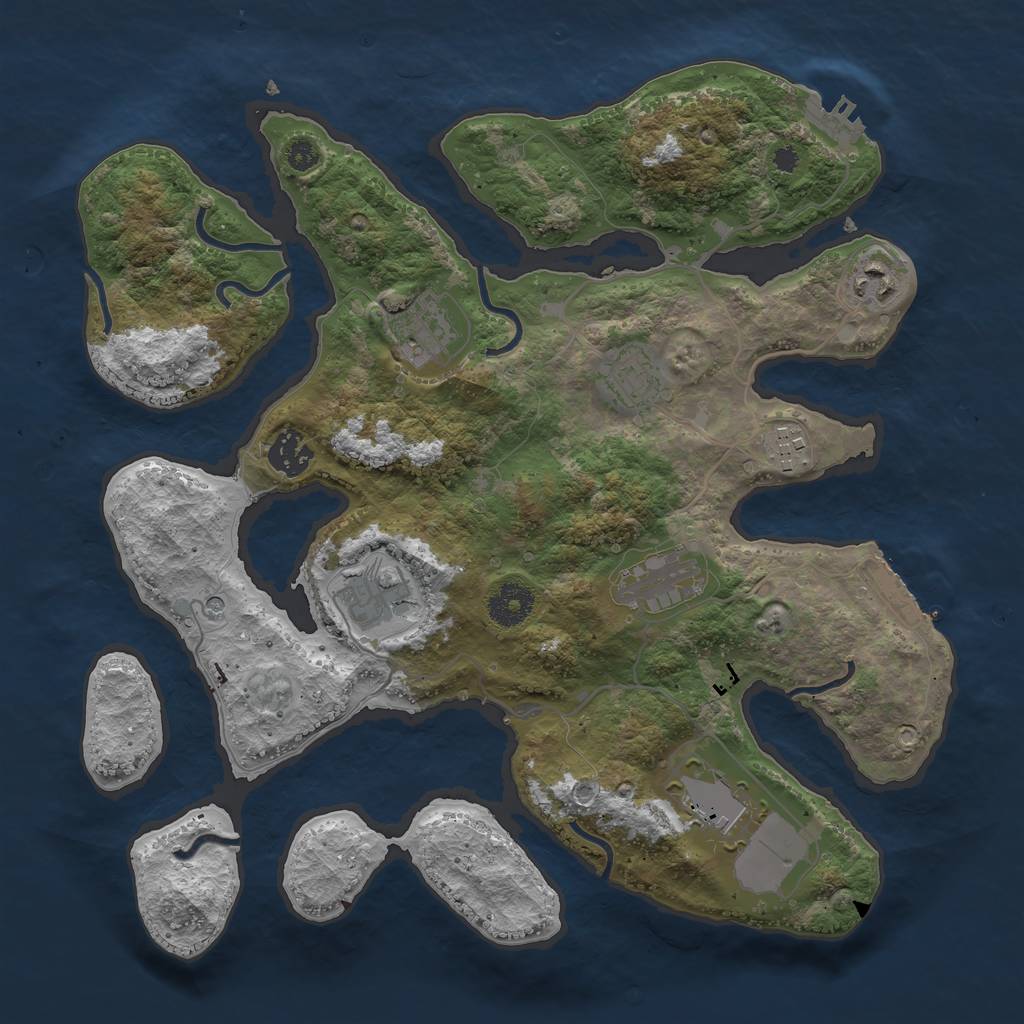 Rust Map: Procedural Map, Size: 3500, Seed: 1511362304, 13 Monuments