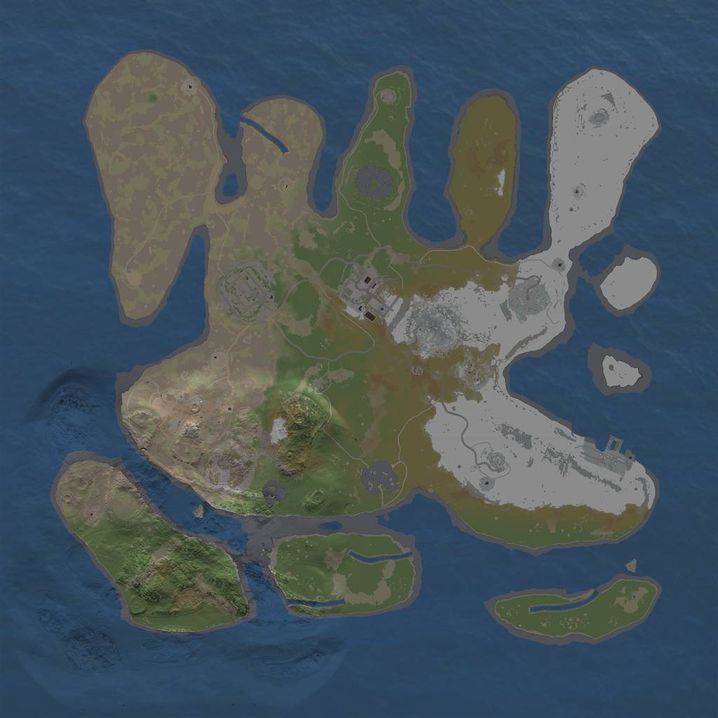 Rust Map: Procedural Map, Size: 3000, Seed: 5010463, 10 Monuments