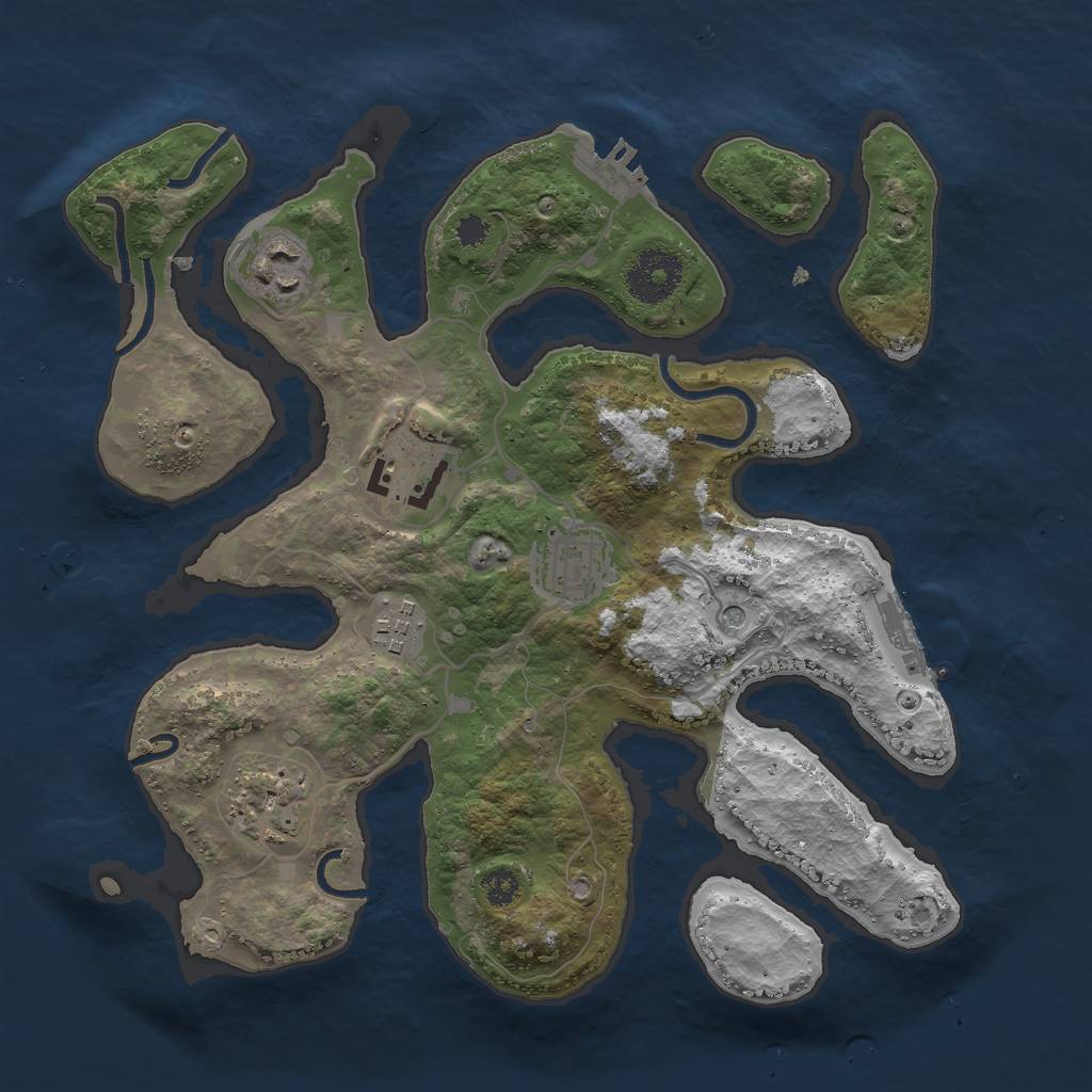 Rust Map: Procedural Map, Size: 3000, Seed: 2418129, 10 Monuments