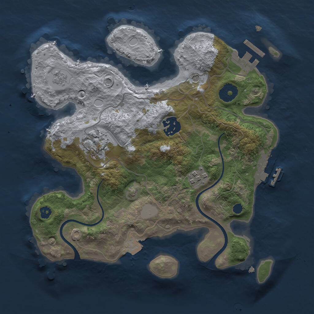 Rust Map: Procedural Map, Size: 2600, Seed: 5555555, 8 Monuments