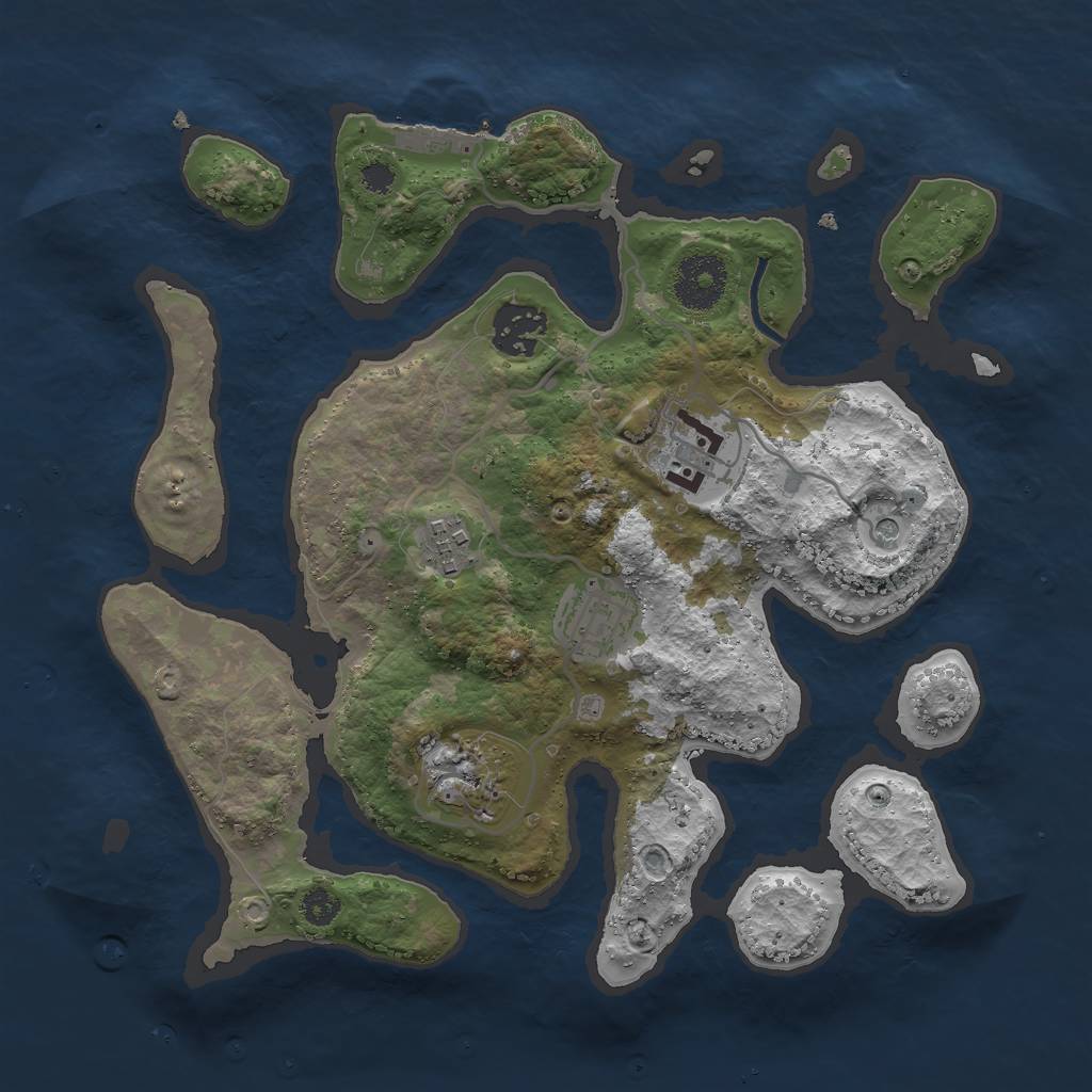 Rust Map: Procedural Map, Size: 3000, Seed: 1538315014, 9 Monuments