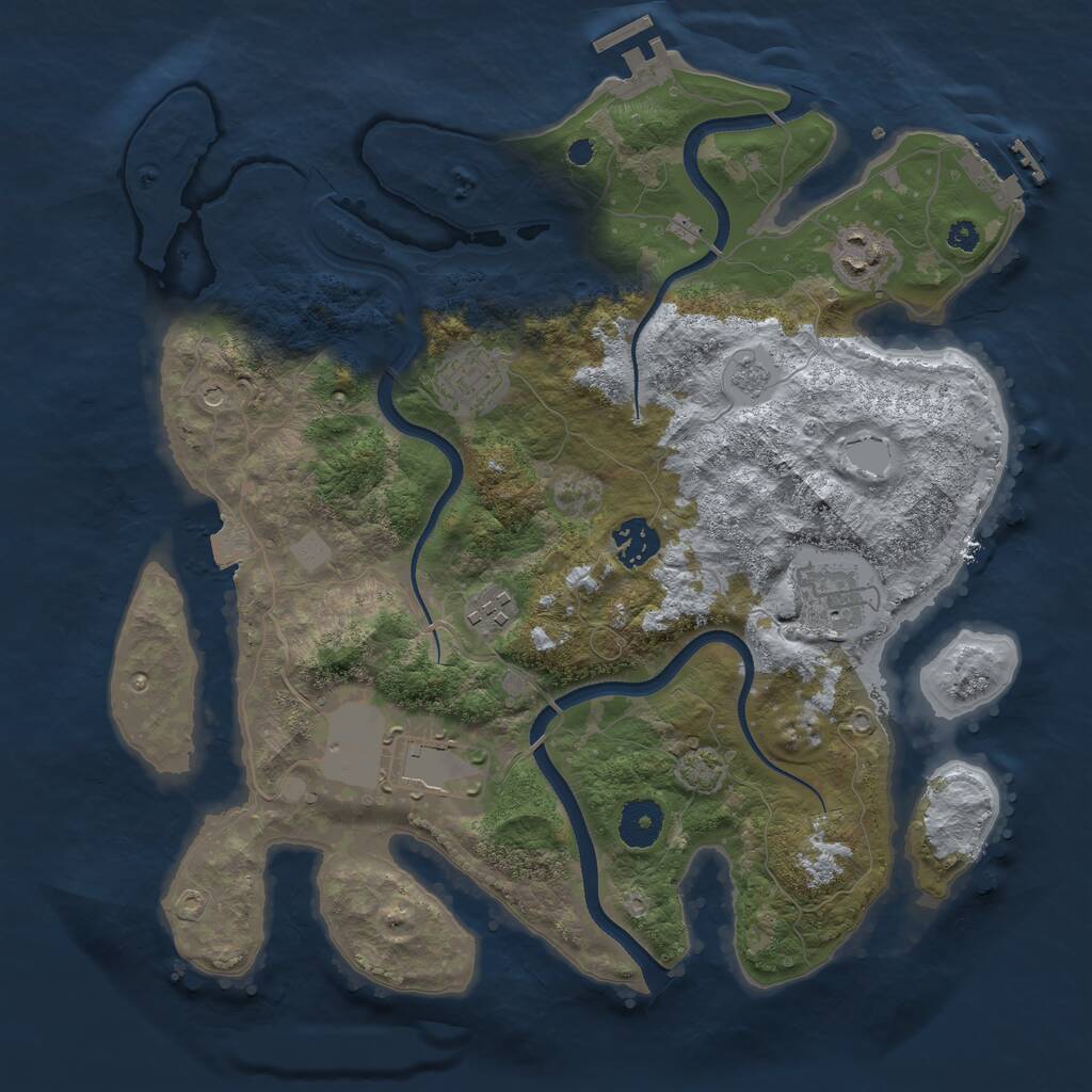 Rust Map: Procedural Map, Size: 3500, Seed: 2009127029, 12 Monuments
