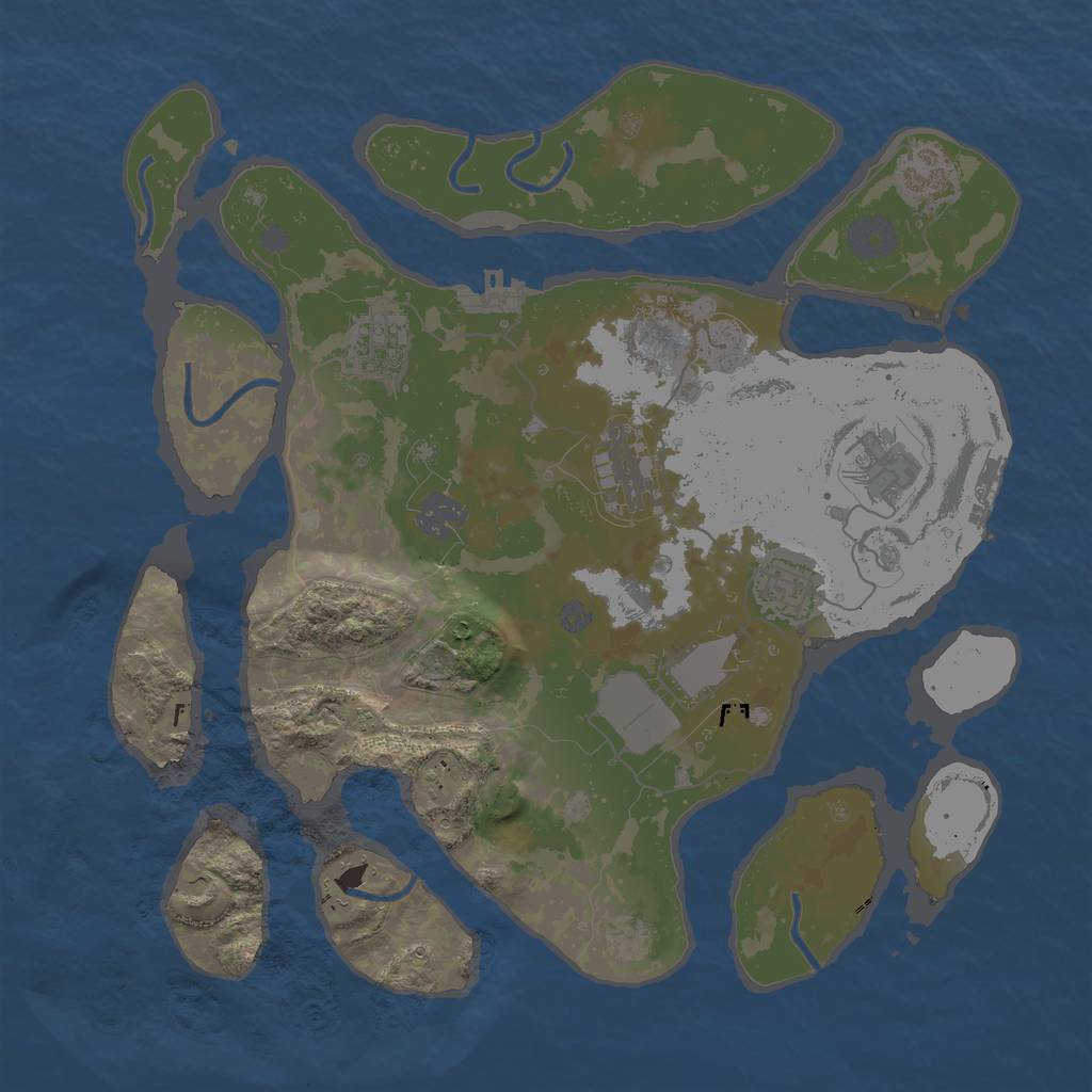 Rust Map: Procedural Map, Size: 3500, Seed: 2009127029, 14 Monuments