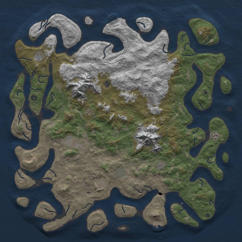 Rust Map: Procedural Map, Size: 6000, Seed: 1232165613, 22 Monuments