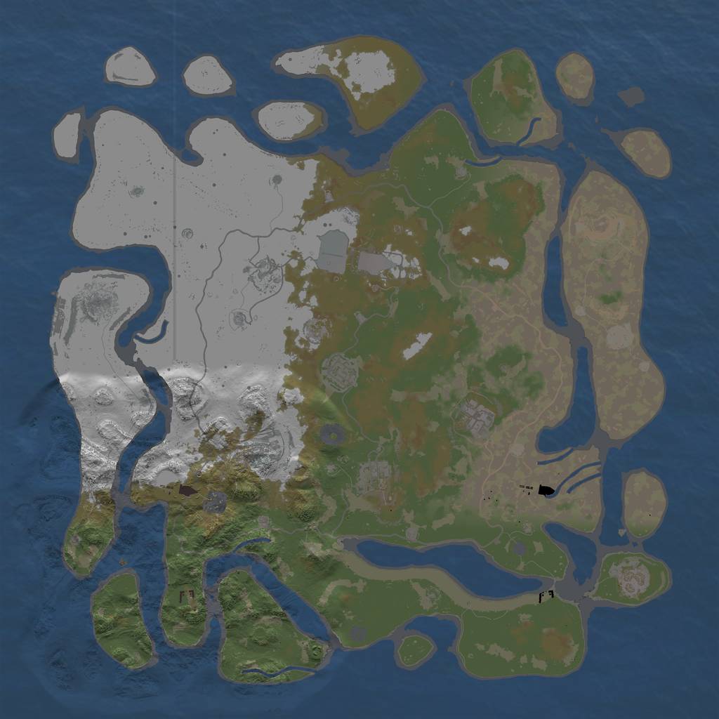 Rust Map: Procedural Map, Size: 4500, Seed: 995617739, 14 Monuments