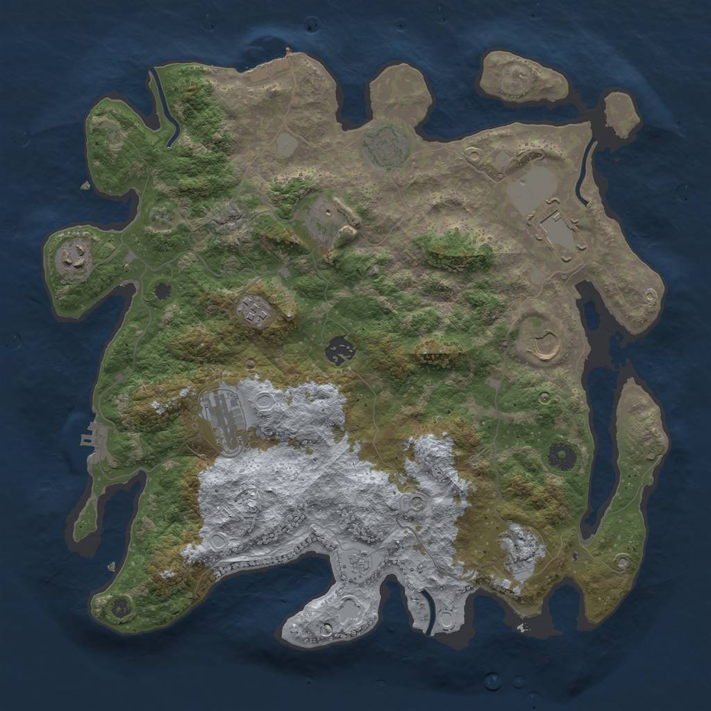 Rust Map: Procedural Map, Size: 3800, Seed: 19690544, 16 Monuments