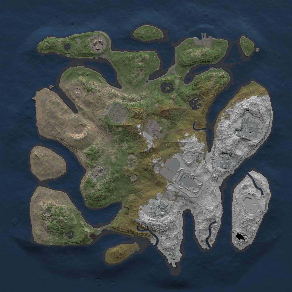 Rust Map: Procedural Map, Size: 3500, Seed: 895907318, 20 Monuments