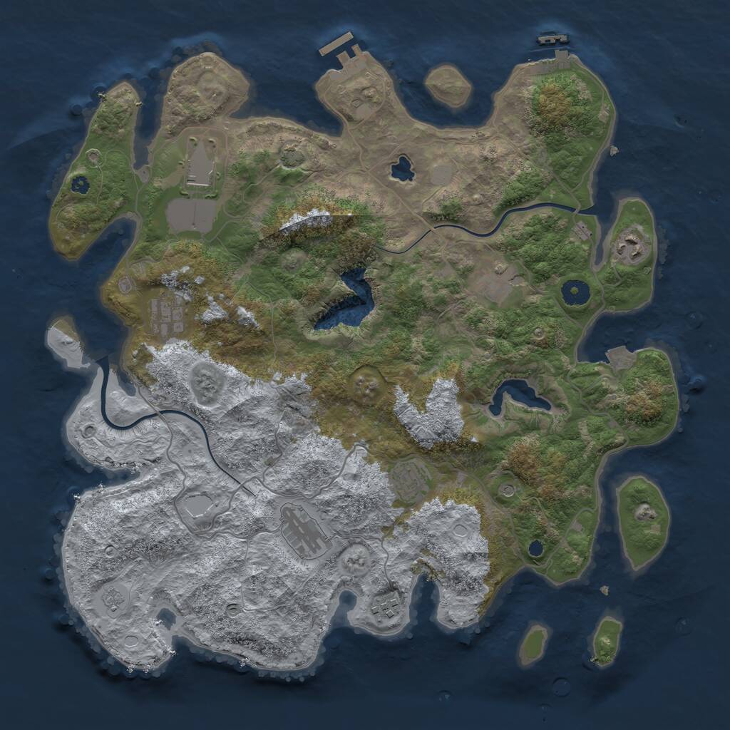 Rust Map: Procedural Map, Size: 4000, Seed: 145367, 13 Monuments