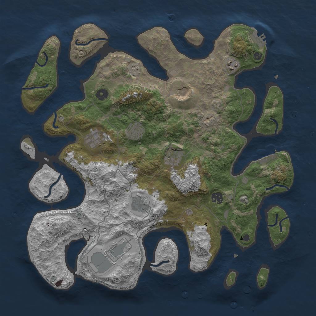 Rust Map: Procedural Map, Size: 4000, Seed: 145367, 14 Monuments