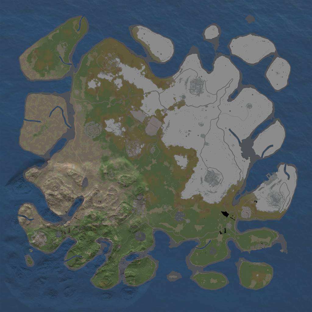 Rust Map: Procedural Map, Size: 4500, Seed: 70007, 16 Monuments