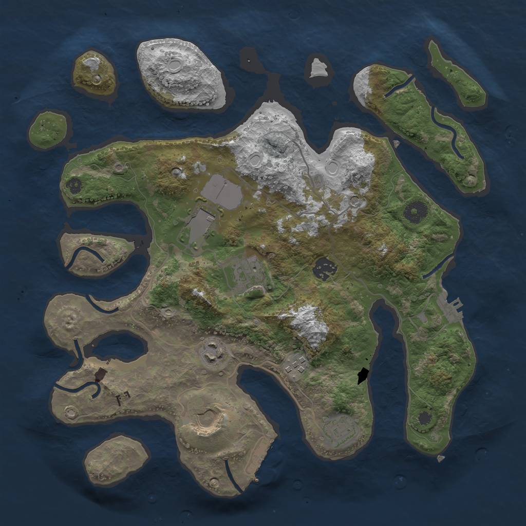 Rust Map: Procedural Map, Size: 3500, Seed: 8273612, 18 Monuments