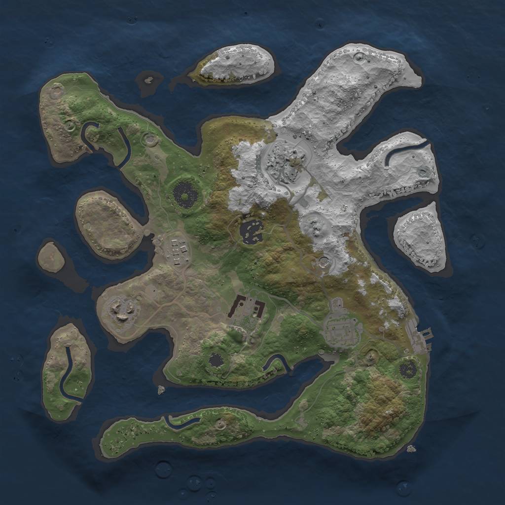 Rust Map: Procedural Map, Size: 3000, Seed: 55555478, 10 Monuments