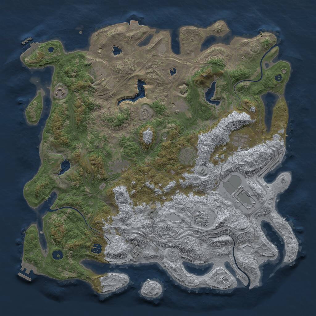 Rust Map: Procedural Map, Size: 4500, Seed: 1620126902, 16 Monuments