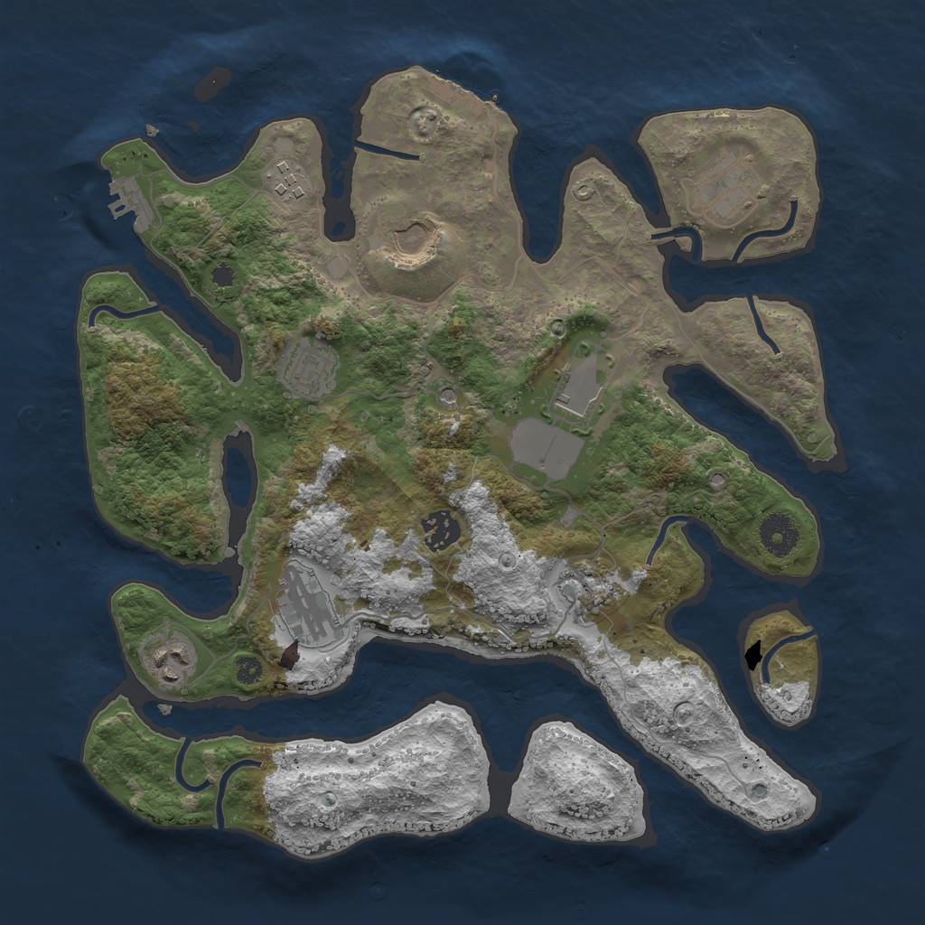 Rust Map: Procedural Map, Size: 3500, Seed: 701768, 14 Monuments