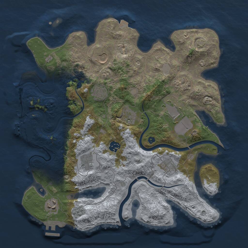 Rust Map: Procedural Map, Size: 3500, Seed: 701768, 16 Monuments