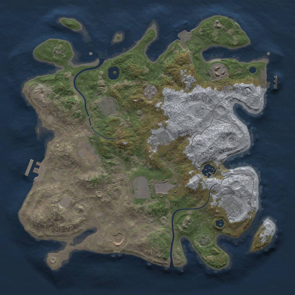 Rust Map: Procedural Map, Size: 3500, Seed: 372864, 15 Monuments